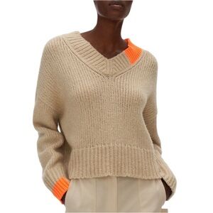 Helmut Lang Camel V Neck Sweater